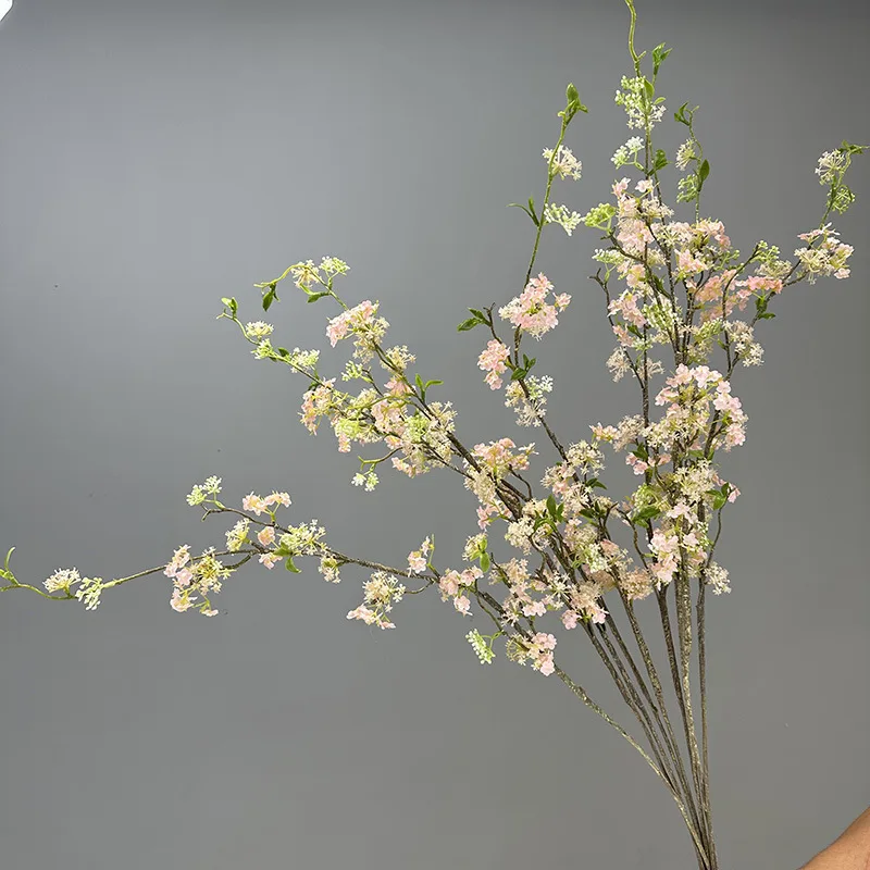 CM-TH1215 Hot Sale Artificial Long Snow Willow Branch With White Flowers Stem Greenery Plants Home Wedding Floral Arrangement