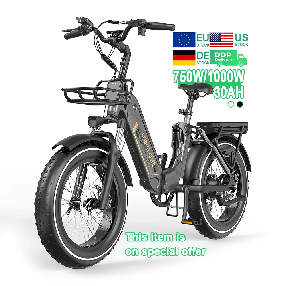 EU/US stock electric city e bike 1000w 48v15ah 30ah fat tire folding 20inch electric bicycle electric mountain bike for adults