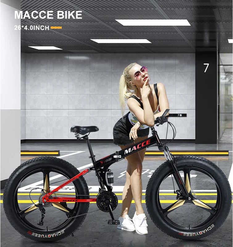 Snow Bike Folding Bicycle Mountain Bike Variable Speed Shock Absorbing Off-road Bicycle For Adult Male Female