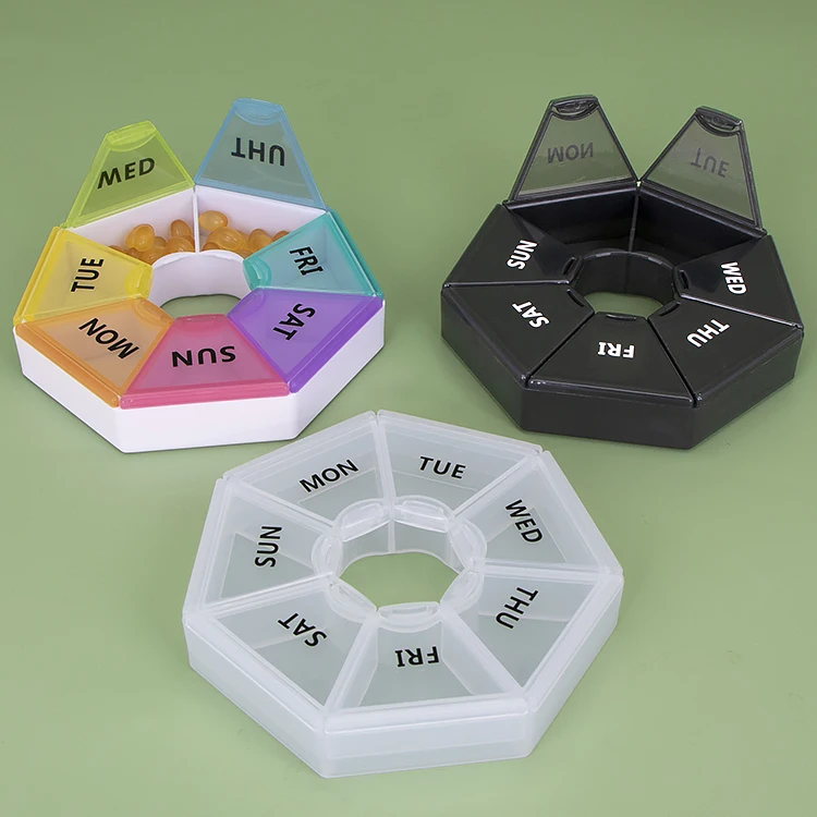 SUNSHING Independent Lattice Pill Case Portable Medicine Box 7 Grids Pill Organizer Plastic Pill Box With Cutter