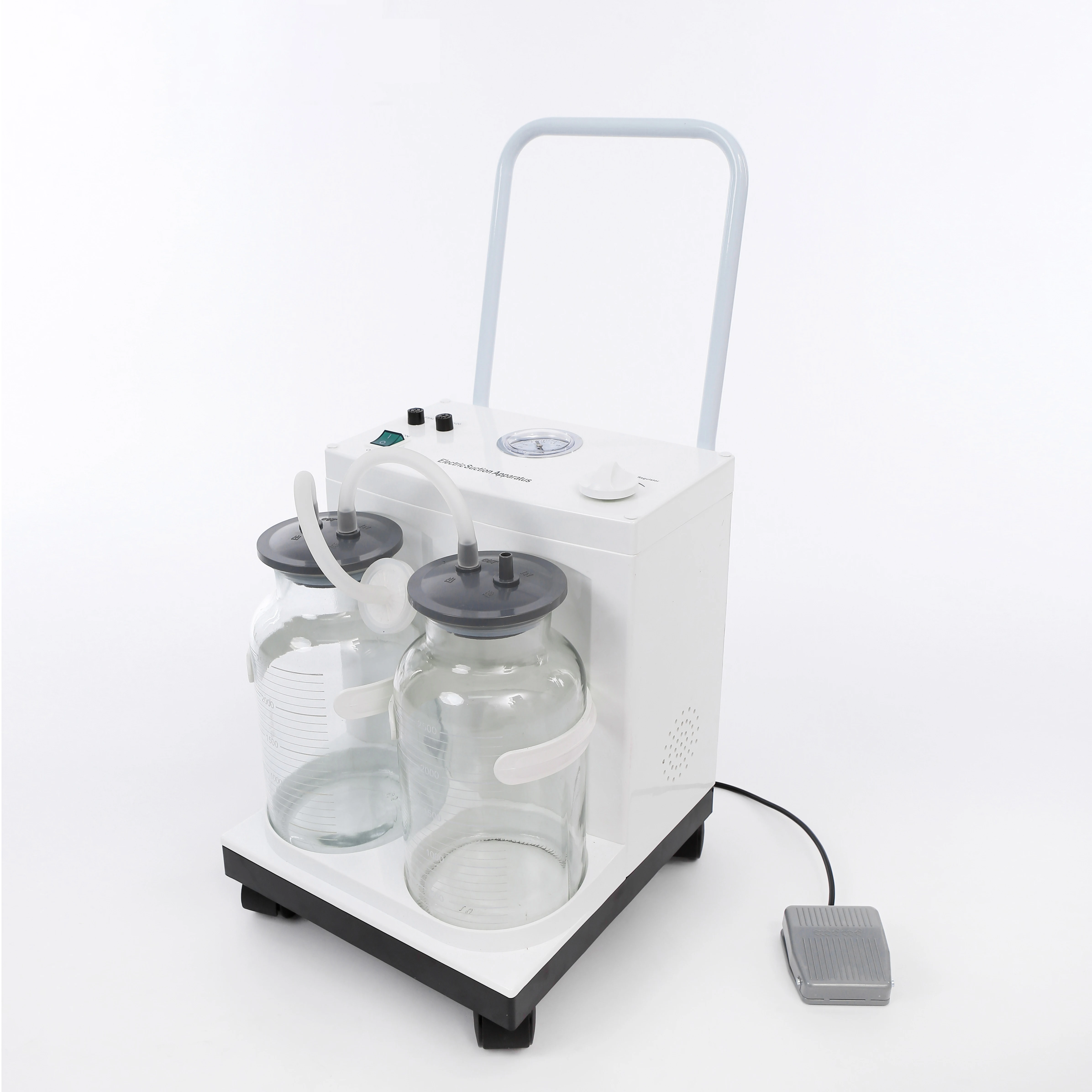 Portable Medical Mobile Surgical Aspirator Apparatus High Flow Electric 2500mL Sputum Phlegm Suction Machine With Double Bottle