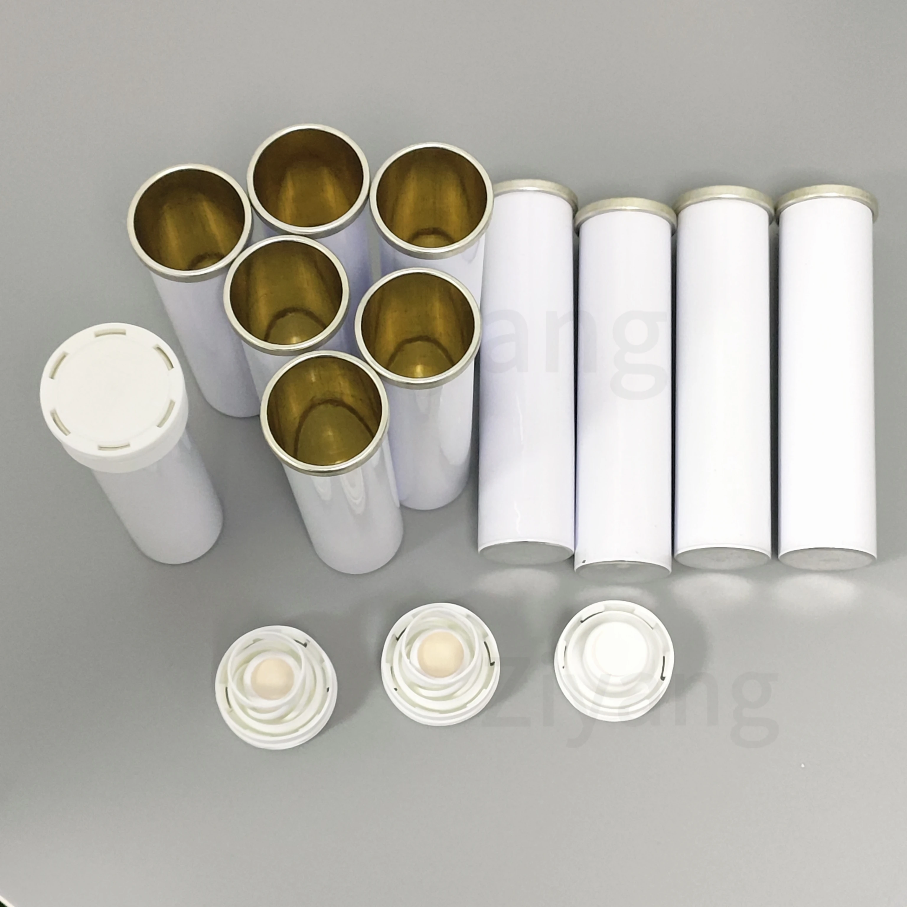 White Color Tubes With Desiccant Manufacturer Supplier Effervescent Tablet Bottle Vc Tablet Tube Vc Metal Tube