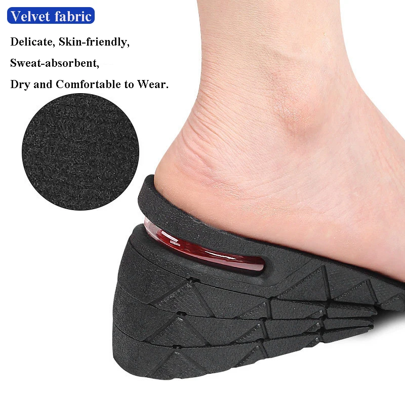 Popular Design PVC Material Multi-layer Unisex Invisible Height Increasing Insoles Sports Shock-absorbing Insoles
