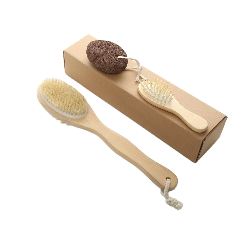 Popular Design Soap Set Massage Foot Loofah Long Handle Handle Hair Double Side Bamboo Bath Baby Brush Gift