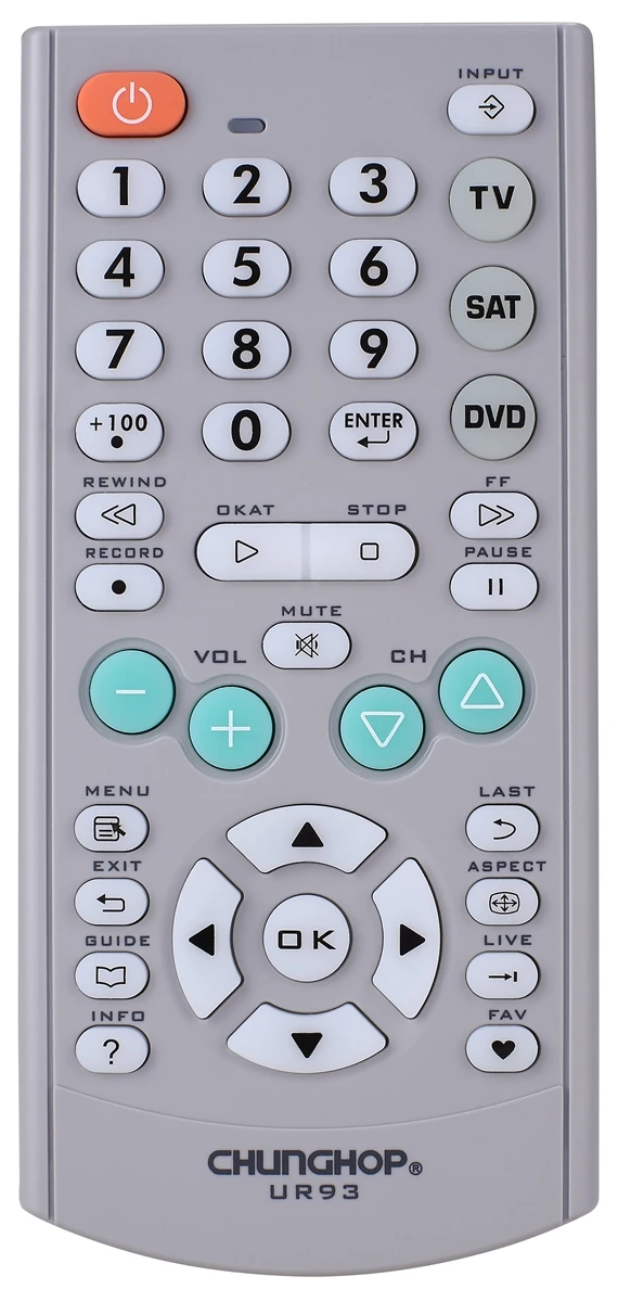 Chunghop UR93 Operation 3 devices in 1 Remote TV Universal Remote Control
