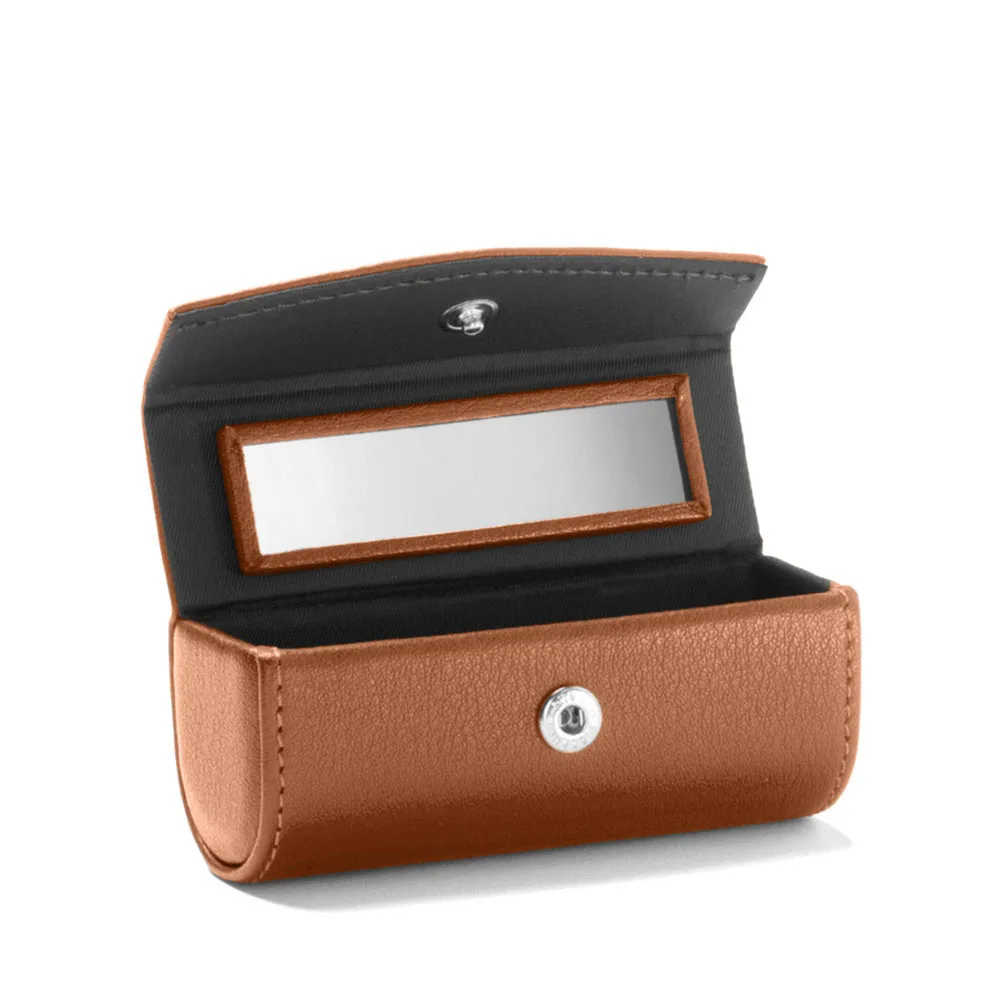 Портативная косметичка из натуральной кожи, зеркальный держатель губной помады, чехол с зеркалом
