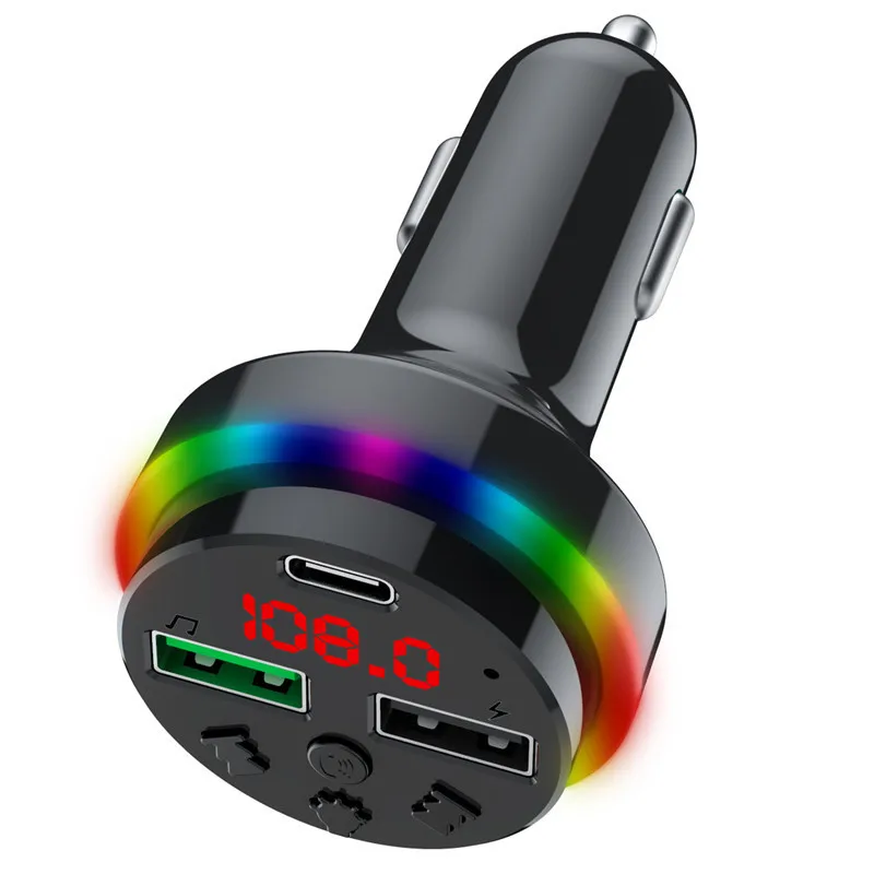 Автомобильное зарядное устройство FM-передатчик Blue-tooth hands-free приемник USB флэш-накопитель окружающего света Автомобильный смонтированный mp3-плеер Быстрая зарядка
