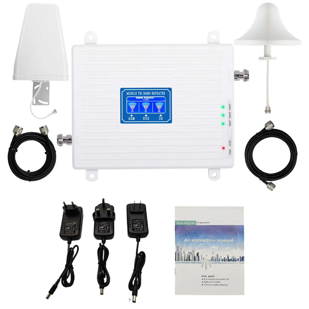 High quality GDW 2g 3g 4G mobile network booster 900 / 1800 / 2100 MHz Tri band mobile signal repeater/GSM signal booster