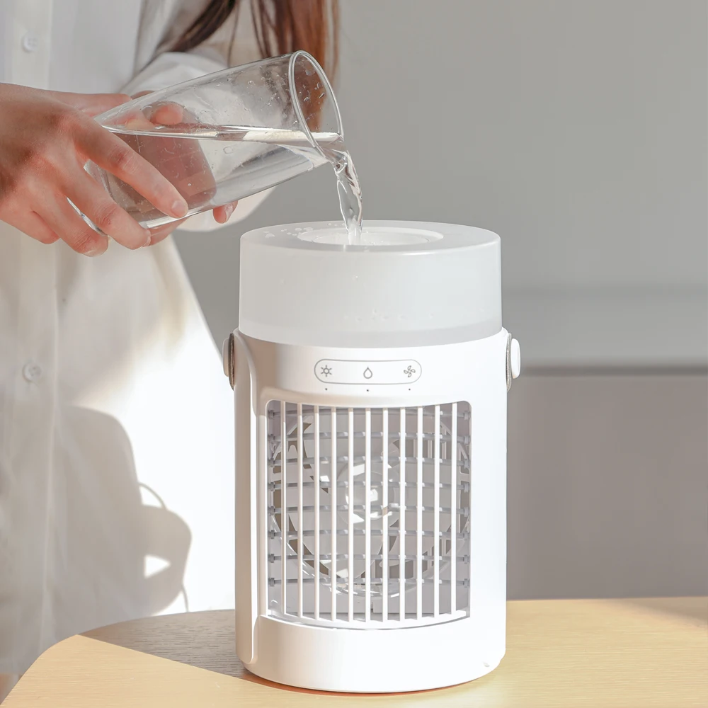 600ml Air Conditioner Portable Spray Humidifier Desktop Water Cooling Fan LED Remote Control Mini Mobile Air Cooler Purifier