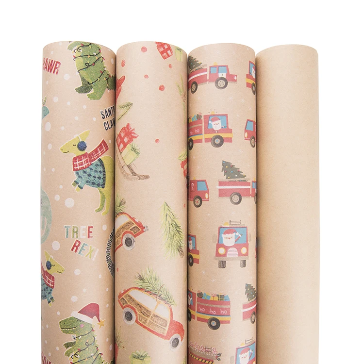 
Christmas Gift Wrapping Papers Christmas Tree Wreath Elk Pattern Kraft Papers New Year Christmas Home Decor 