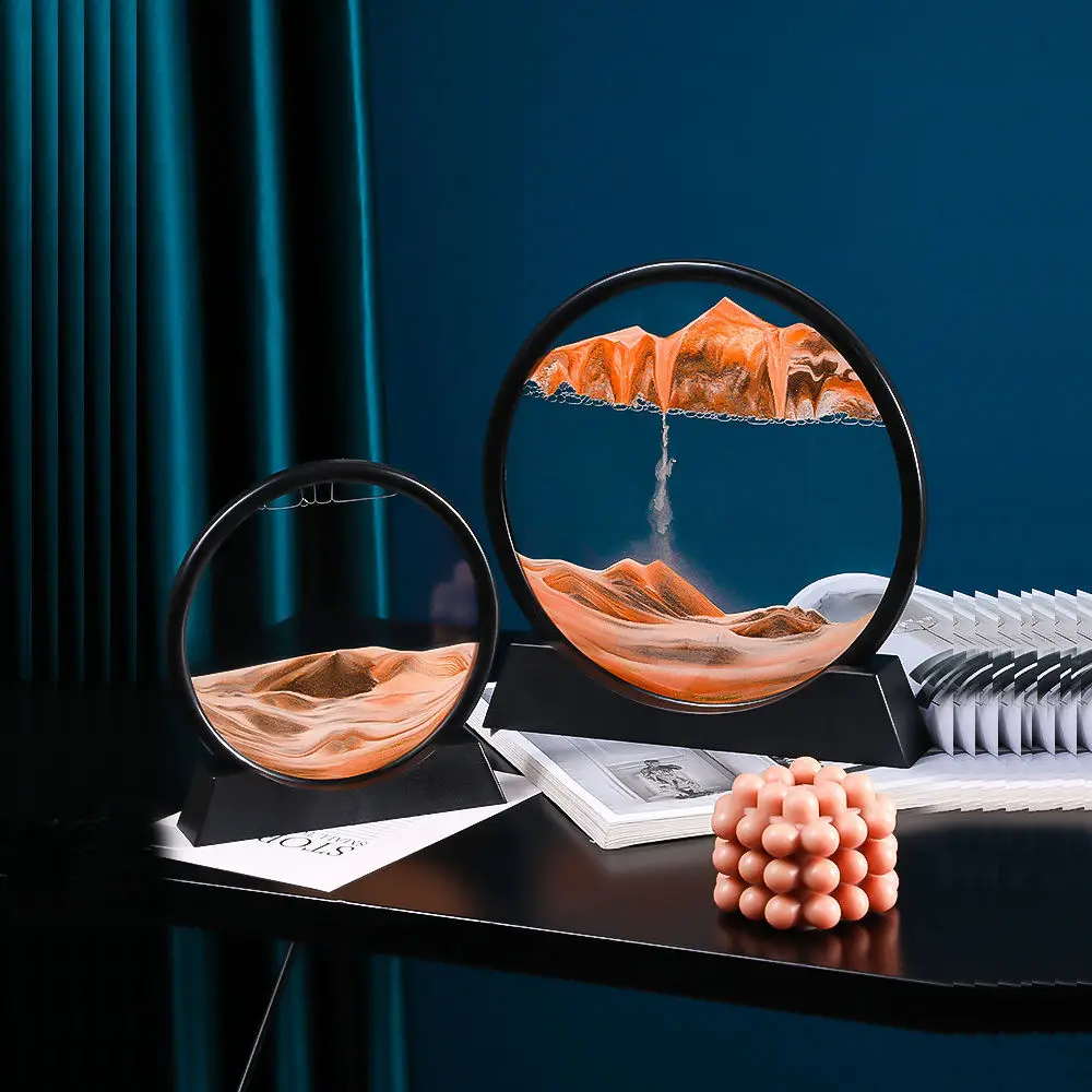 Decor Accessories Homes 3D glass sandscape in moving sand art picture in motion display flowing moving sand art painting