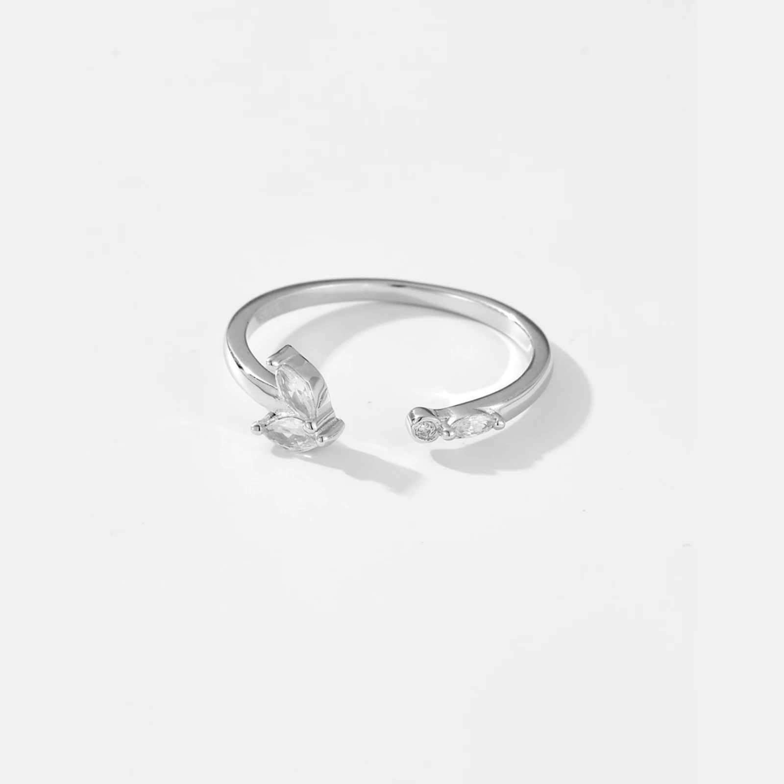 FUAMAY 100% 925 Sterling Silver Open Zircon Rings Rhodium Plated S925 Marquise Zircon Lady Ring Gift