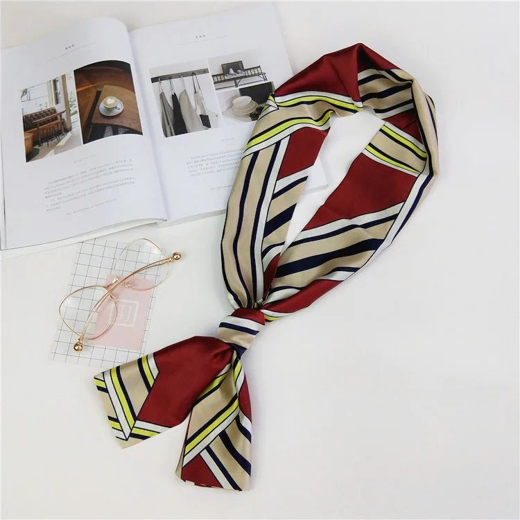 
Small scarf female long spring and autumn tie scarf professional neck satin silk scarf 