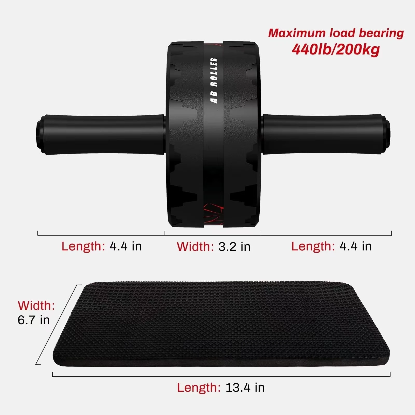 CHOOYOU  Exercise Ab Wheel Roller Fitness Knee Mat Abdominal Muscle Trainer for home gym with