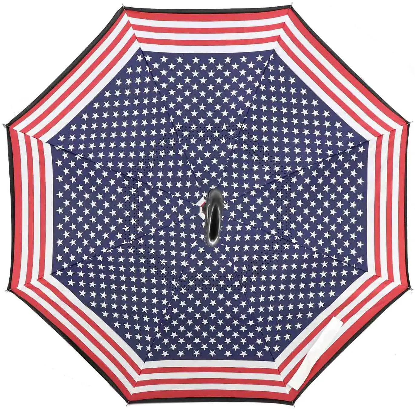 Reverse Umbrella Large Inverted Umbrellas for Rain with C-Shaped Non-Rust Handle for Men & Women American Flag Umbrella