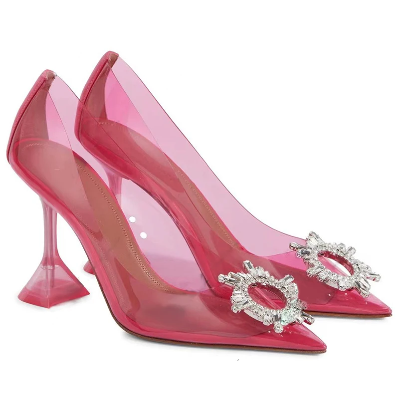 Star style Blue Soft PVC Quality Women Sandals Fashion Crystal Heeled Slingbacks Summer Shoes High heels Wedding Bride Shoes