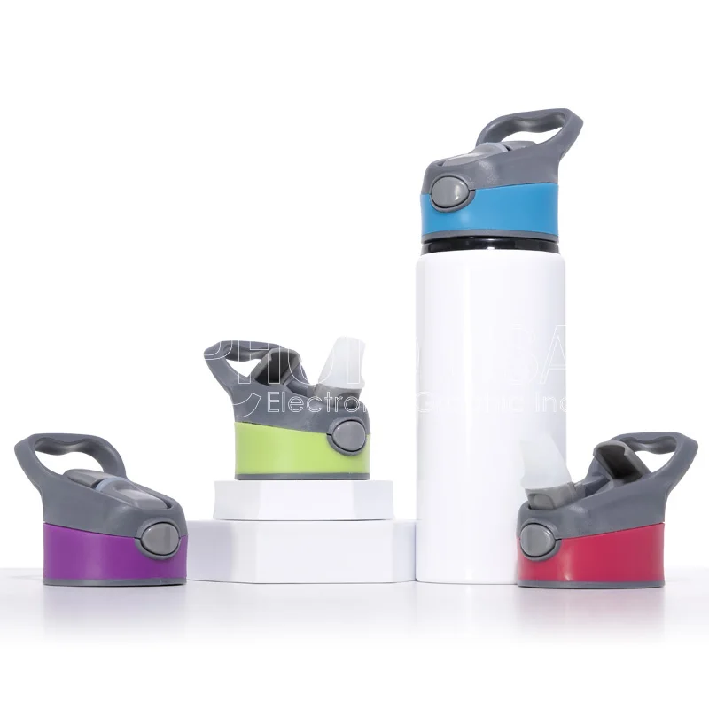 600 ml Sublimation Blank Aluminum Sports Water Bottle with Colored Flip-Top Lid