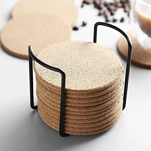 Eco Round Grass Cork Drink Coasters set Cup Mat for Coffee Table Wooden Table