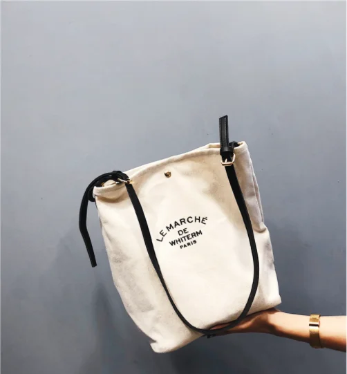 Сделанный на заказ простой жилет сделай сам на одно плечо парус Шоппинг Холст Хлопок Сумка-тоут с кожаными ручками