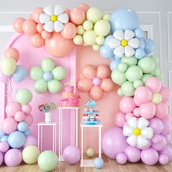 Daisy Balloon Garland Arch Kit Retro Pink White Yellow Balloons Garland Daisy Flower Balloons For Birthday Baby Shower Wedding