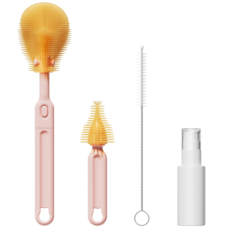 Free Sample:Travel-Ready Baby Bottle Drying Rack & Silicone Brush Set - Multi-Functional Portable Perfect for On-the-Go Cleaning