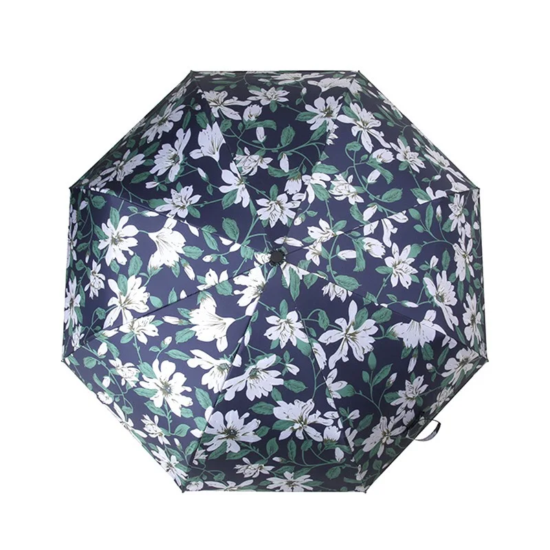 High Quality Windproof rain umbrella automatic open and close 3 folding 8 Ribs umbrella parasol black gel sun umbrella for lady