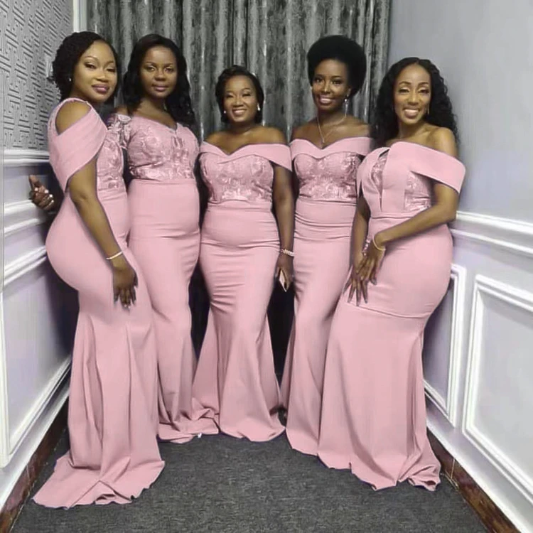 Elegant Floral Embroidery Sequin Off Shoulder Split Sexy Gowns Vestidos Wedding Maxi Evening Bridesmaid Dress