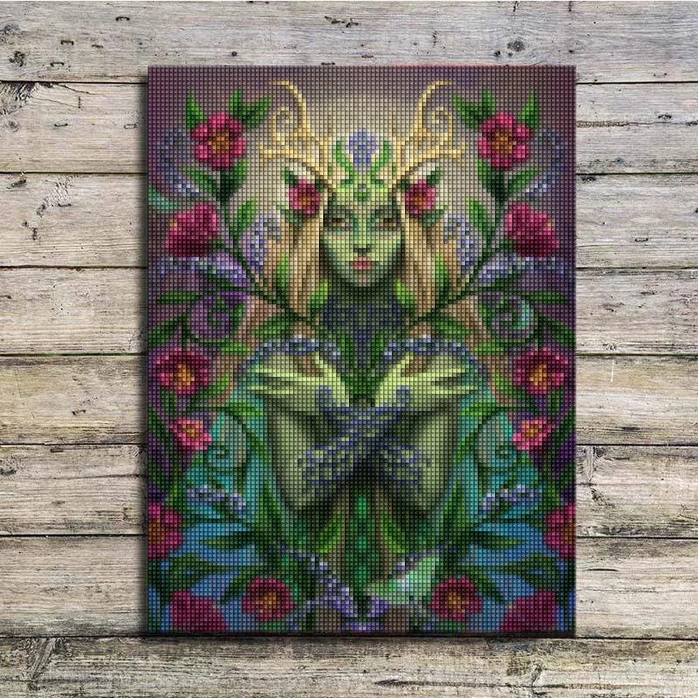 FIYO DIY 5D Flower Witch Diamond Painting Full Drill Kits Home and Kitchen Fashion Crystal Rhinestone Cross Stitch Embroidery