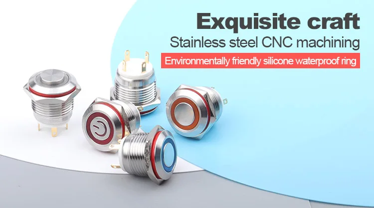 16mm 4pin high with ring light 3.3V 5V 12V 24V button switch emergency button