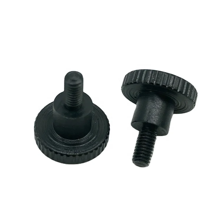 Black Zinc Plated Steel M3 M4 Knurl Flat Head Hand Tighten Curtain Wall Glass Thumb screw