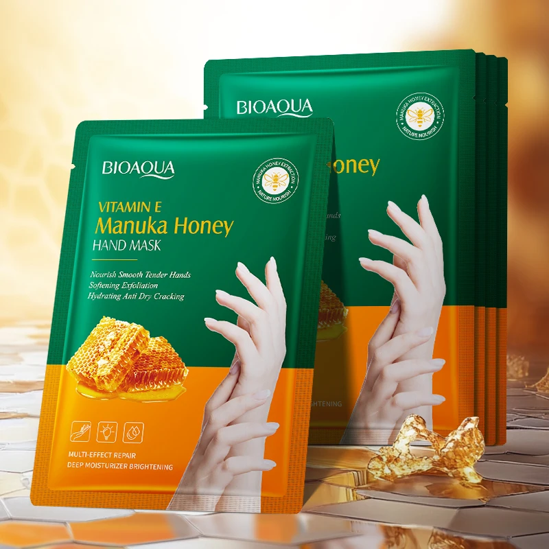 BIOAQUA Skin Care Vitamin E Manuka Honey Nourishing Hand Mask Moisturizing Repair Dry Cracked Whitening Hand Beauty Products