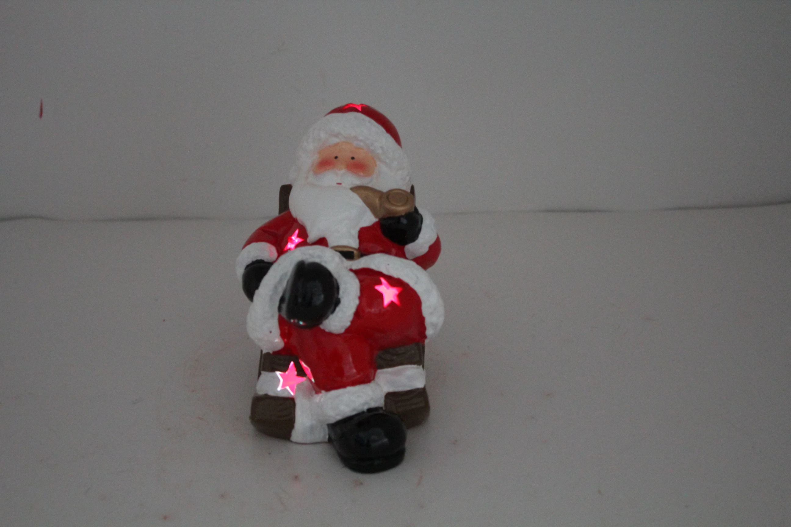 wholesale ceramic christmas santa with color changing LED lights Ceramic christmas decoration