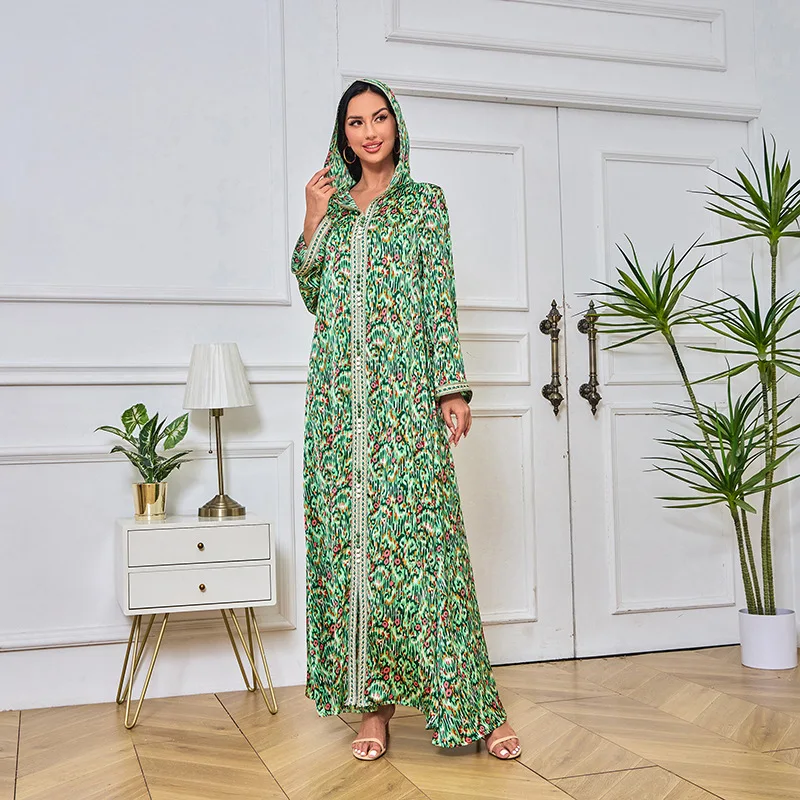 458 Casual Dresses for Muslim Girls abayah Designs Islamic Clothing Dubai Remandan Eid Women 2023 Wholesale 8 Colors 2pcs