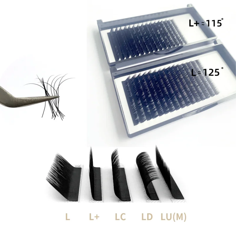 L Individual Eyelash Extension L+ LC LD LU(M) Curl False Lashes Handmade Korean Pbt Lash Supplies Matte Black Soft Makeup Lash