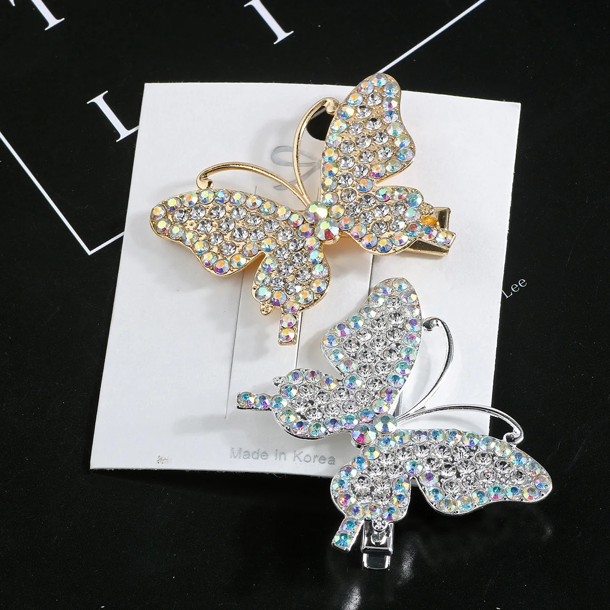 New Fashion Butterfly Crystal Shiny South Korea Ins Bow Hairpin Side Clip Girl Hairpin Pearl Bangs Clip New Hair Accessories