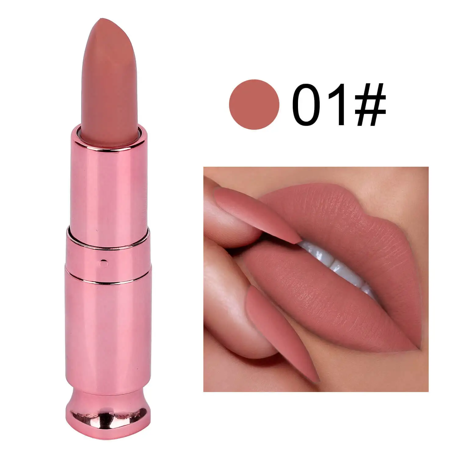 2023 New Products Cruelty Free Makeup Lipstick Mate Lipstick Golden Rose Creamy Waterproof Pink Lipstick