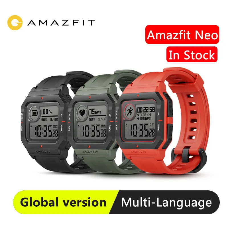 Global Version Xiaomi Amazfit Neo Smart Watch 5AM Waterproof Sports Modes Heart Rate Track Smartwatch
