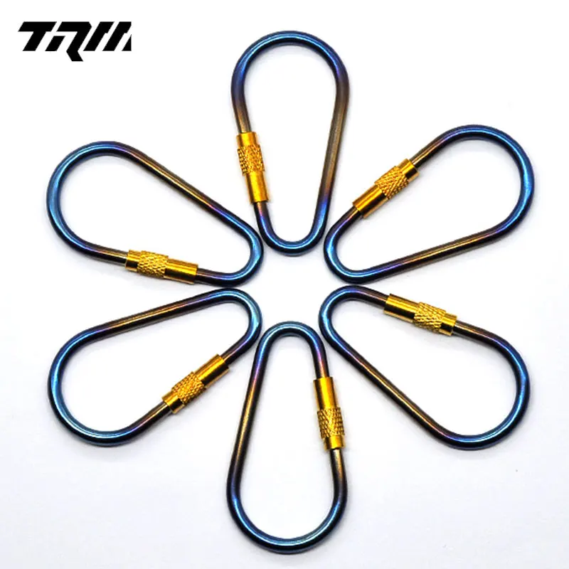 Lightweight small screw locking carabiners D ring keychain titanium carabiner for keys Burnt Blue