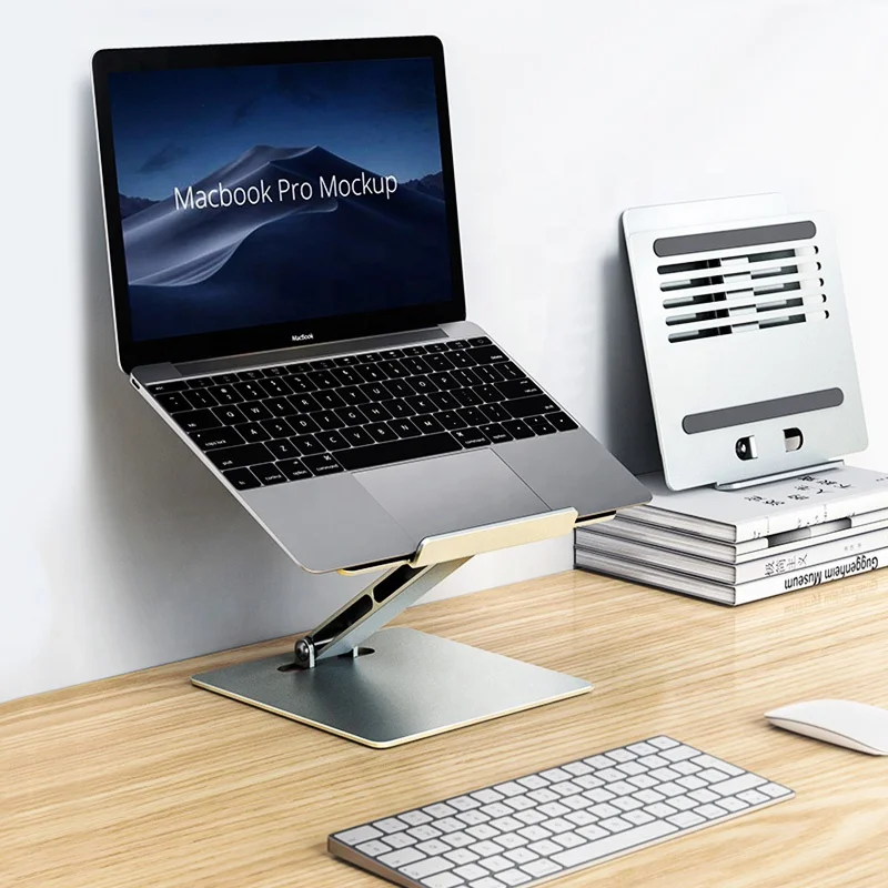 Portable Adjustable Aluminum Alloy Laptop Stand Quicklift Grey Multifunction Notebook Holder