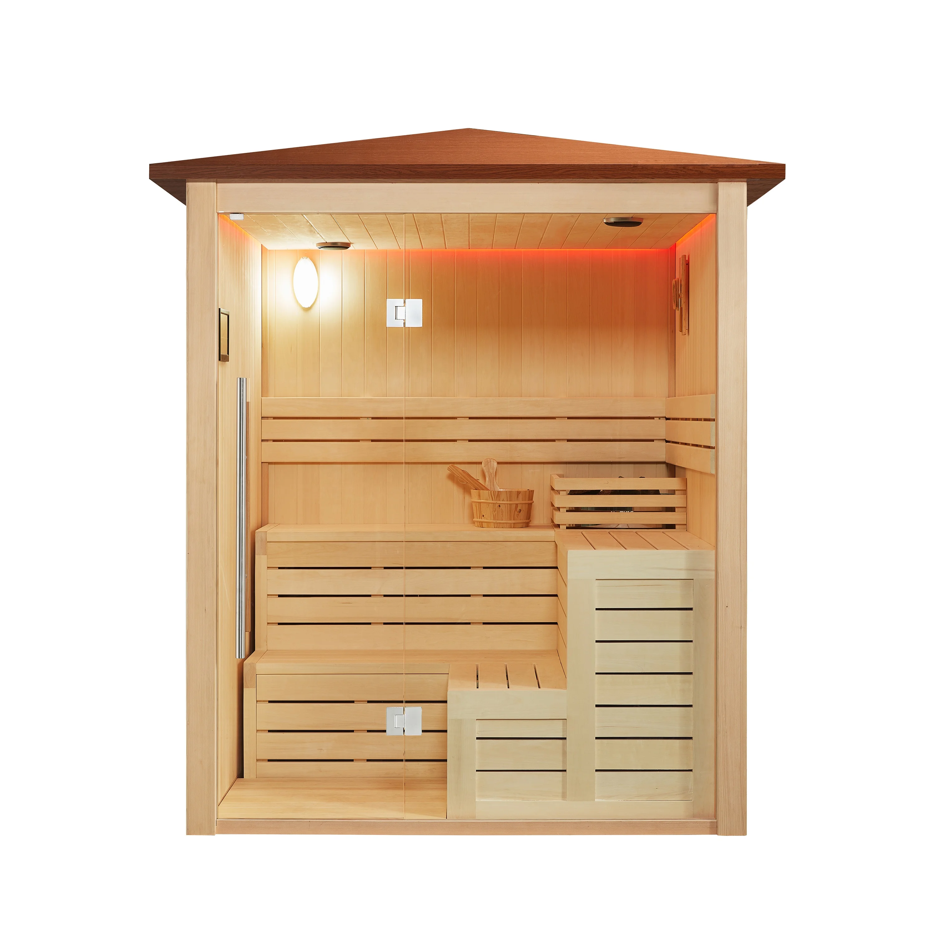 MEXDA Home Use Courtyard 4 Person Dry Sauna House Garden Pavilion Gazebo Wooden Sauna Outdoor WS-1817LT