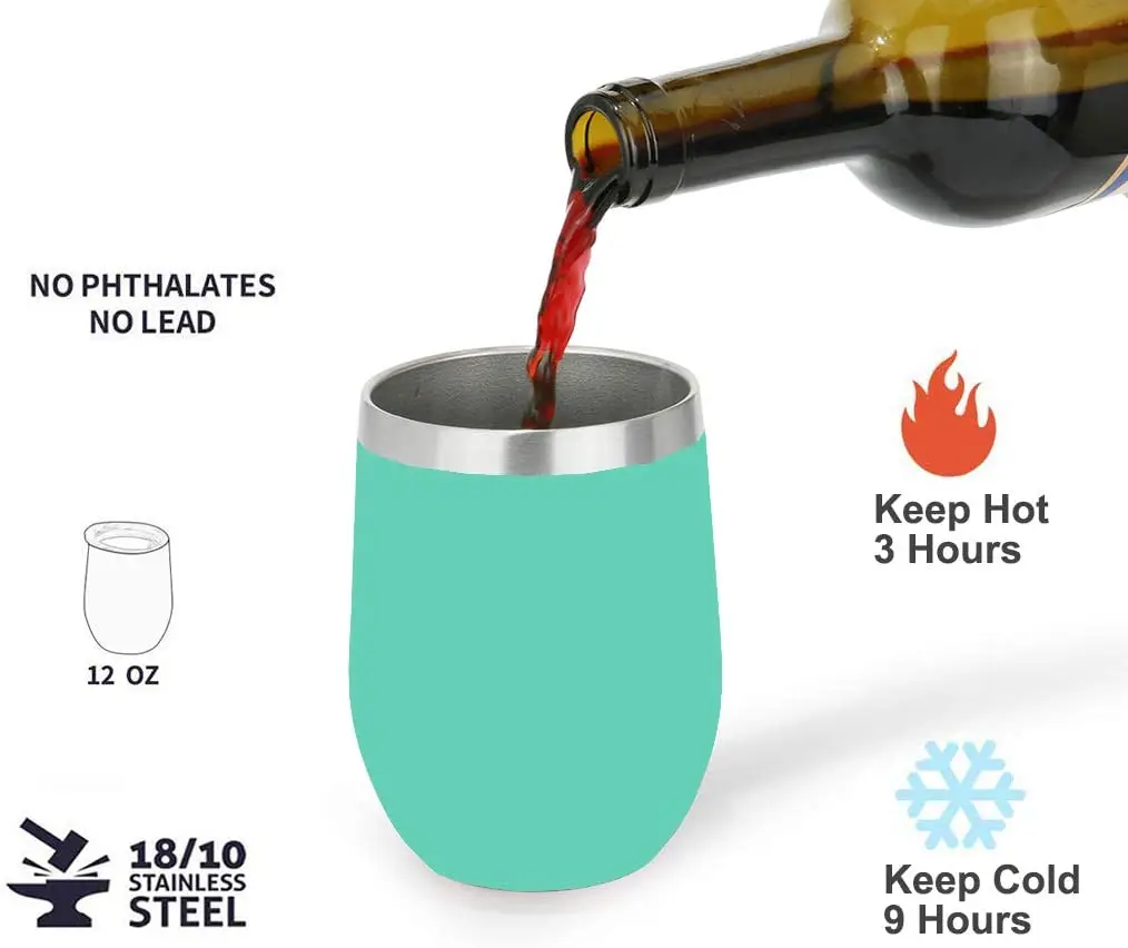 12oz Insulated Stainless Steel Tumbler Cup Eco-Friendly Lid Straw 12oz Coffee Wine Mug Customized Logo Metal Mugs Coating Style