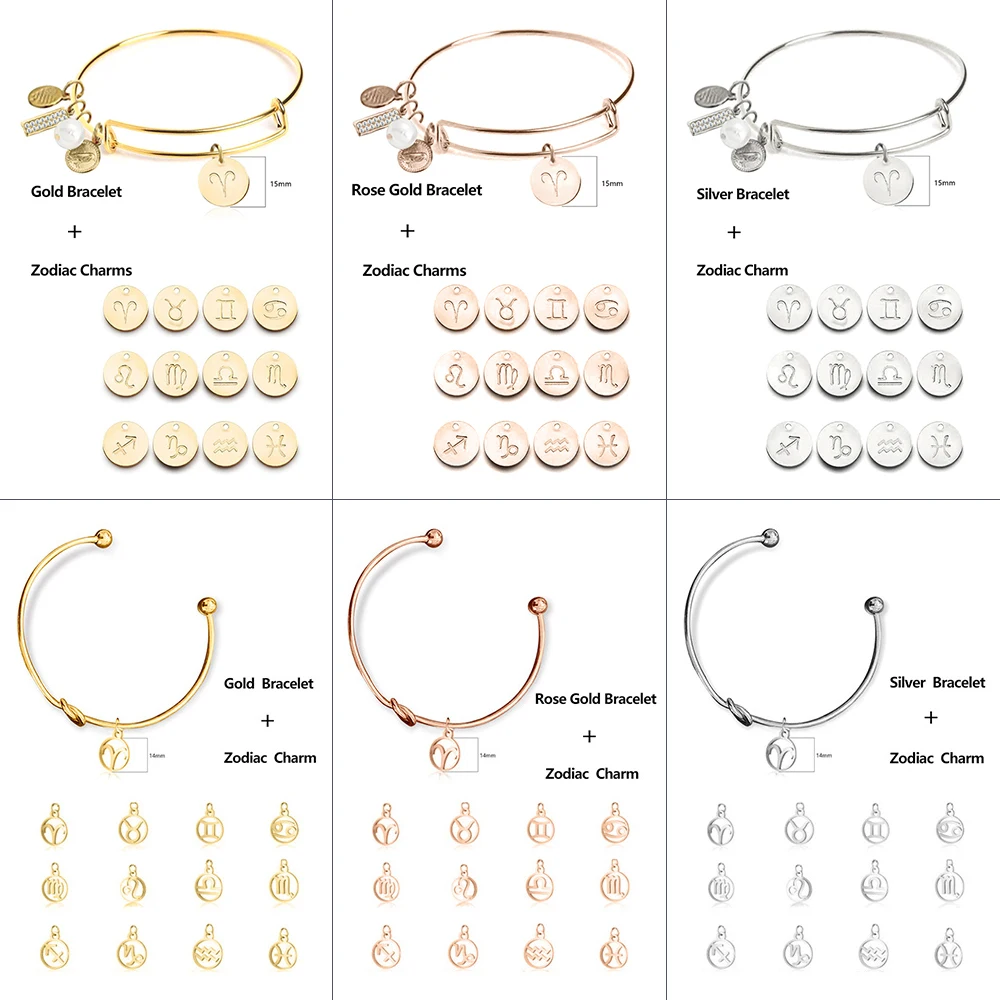 V&R Zodiac Jewelry Alex gold  Plated Bracelet Men Adjustable Zodiac Bracelet For Women