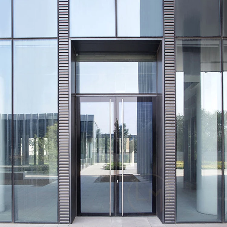 Custom Modern Entrance Double Outdoor Commercial Glass Aluminum Storefront Door