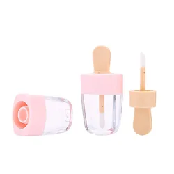 Cute ice cream shape empty heart brush lip gloss container packaging 5ml funny popsicle lipgloss tube