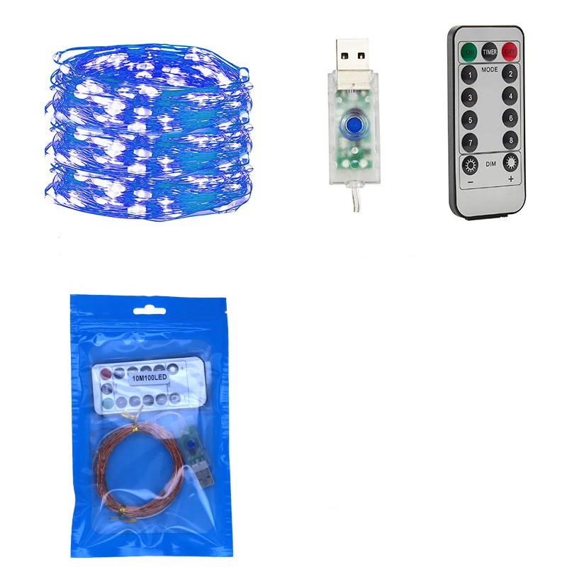 5M USB LED Holiday Fairy Lights Waterproof LED Silver Wire String with Remote for Christmas Party Wedding Decoration