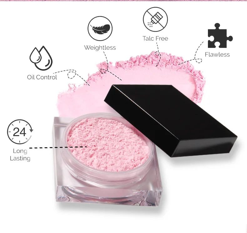 Talc Free Custom Logo Oil Control Private Label Vegan Makeup Matte Pink Loose Setting Powder