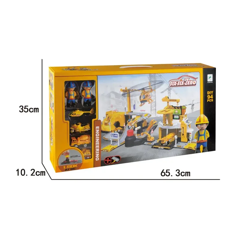 Hot selling engineering die cast car truck parking lot garage play set toy