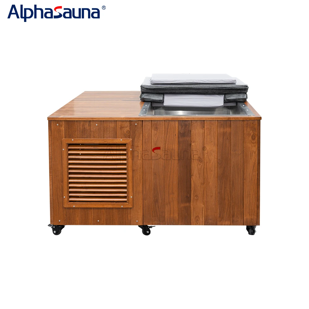 Outdoor Sauna With Shower Cold Plunge Square Ice Bath With Chiller 110v And Water Heater Optional