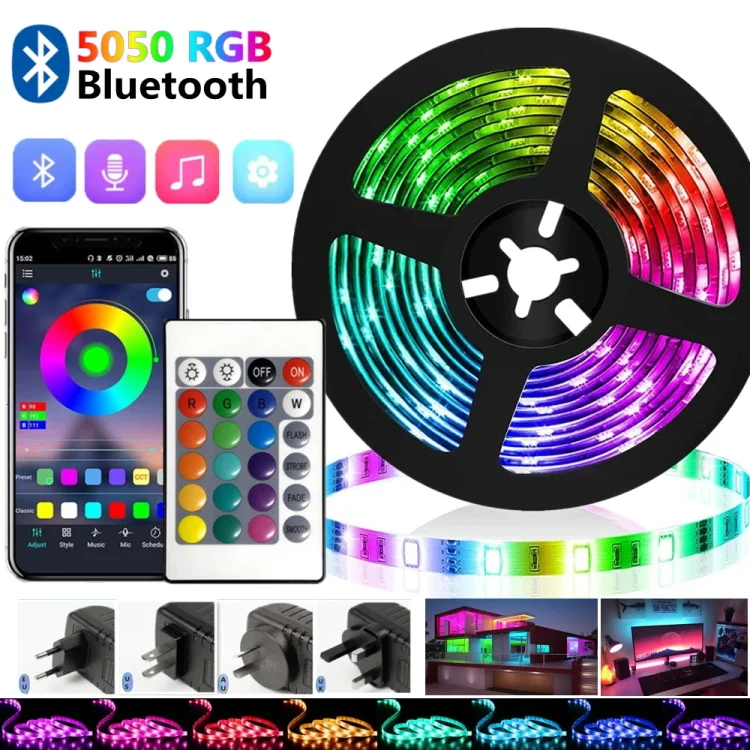 Flexible 5m 10m USB Remote App Bluetooth Controlled Sync to Music 5V Smart 5050 room house decorative Rgb Led Strip Light