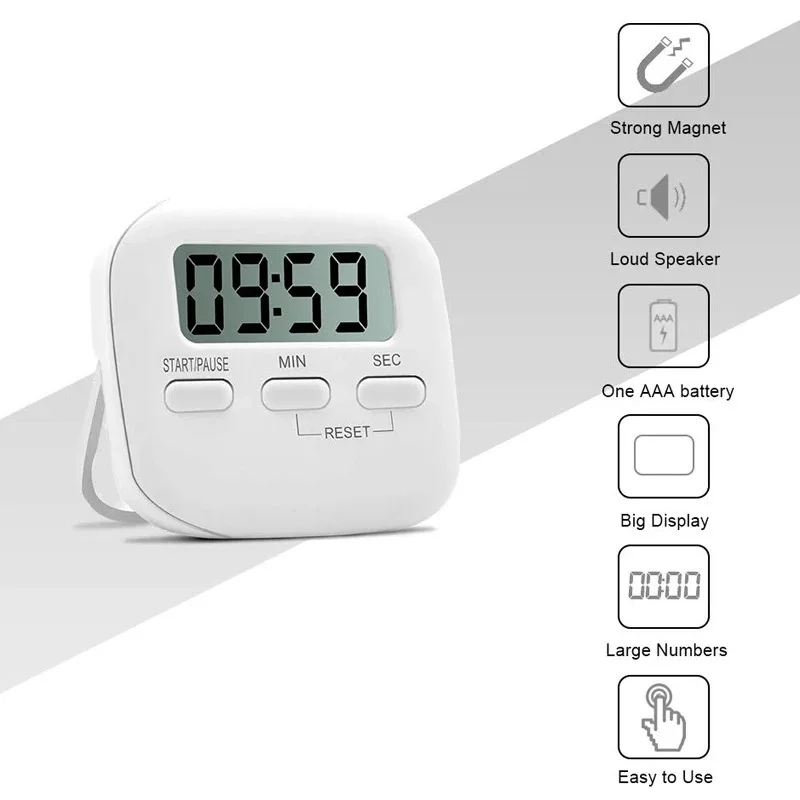 Home Kitchen Electronic Magnetic Cooking Digital Study Timer Classroom Countdown Timers for Teachers Kids